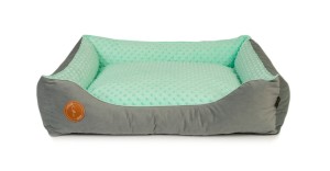 Kanapa CEZAR 80cm x 70cm szary velvet + mięta minky