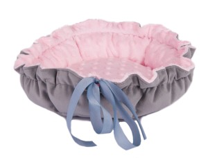 Legowisko Mini DAISY 35cm szary velvet + różowy minky