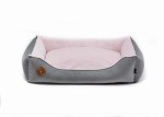 Kanapa CEZAR 70cm x 60cm szary velvet + róż minky