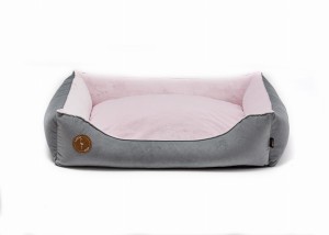 Kanapa CEZAR 70cm x 60cm szary velvet + róż minky
